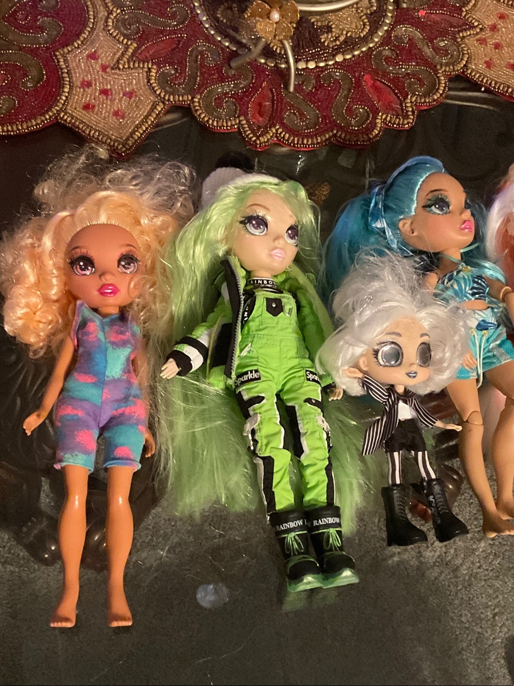Rainbow Neon Green Racing Doll with Long Green Hair
